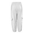 thumbnail image 4 of Fancifize Cotton Linen Cargo Pants for Boys Summer Loose Elastic Waist Harem Pants Kids Casual Trousers 7-16 Years, 4 of 6