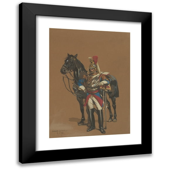Jean-Baptiste Édouard Detaille 11x14 Black Modern Framed Museum Art Print Titled - Cuirassier (1872)