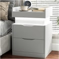 thumbnail image 6 of IDEALSOUL Nightstand with Charging Station, White Bedside Table LED Modern Nightstand with 3 Hidden Drawer for Bedroom Living Room, 6 of 11