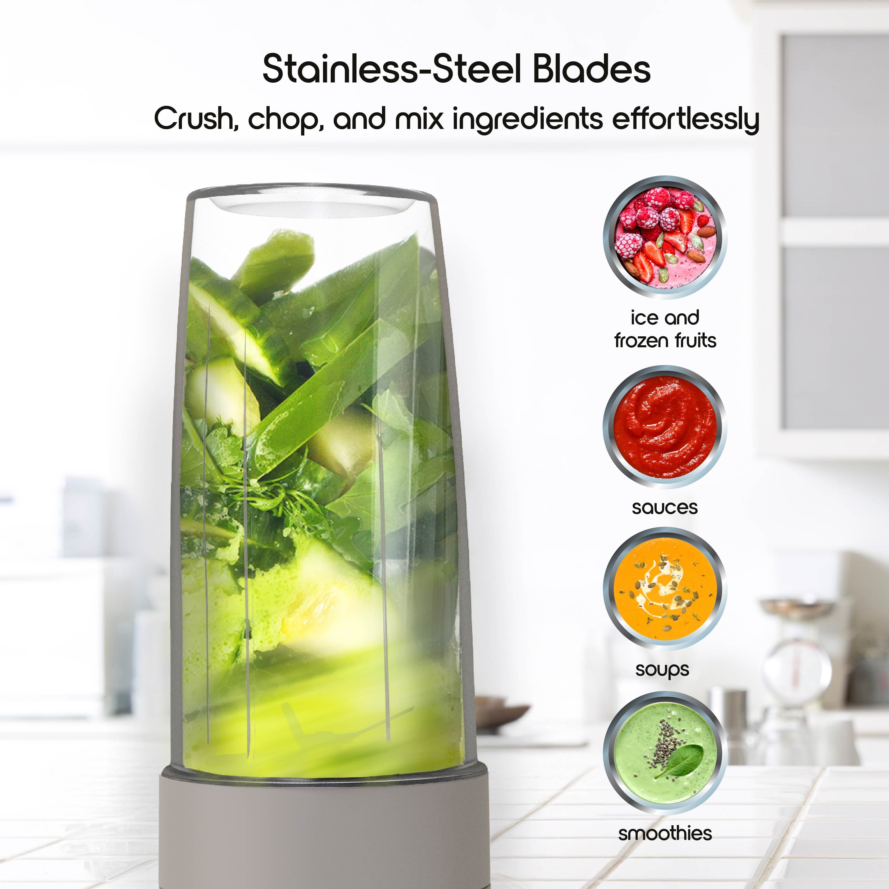 Savour by Tzumi 300W Mini Smoothie Blender – 18oz. Countertop Mini Blender for Smoothies, Sauces, Cocktails and More