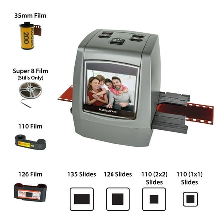 Slide Converter Scanner Magnasonic All-In-One High Resolution 22MP Film Scanner, Converts Film, Slides and Negatives, Vibrant 2.4” LCD Screen ()