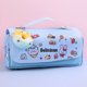 thumbnail image 1 of Estuche para lápices, estuche con juguete de descompresión para gatos, estuche grande portátil con asa, 3 compartimentos de lona Kawaii con cremallera, caja multifunción para niños y niñas (1 unidad,, 1 of 5