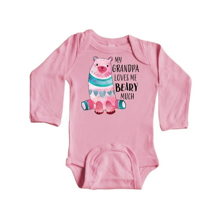 

Inktastic My Grandpa Loves Me Beary Much with Cute Bear Gift Baby Boy or Baby Girl Long Sleeve Bodysuit