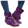 thumbnail image 4 of adviicd Womens Boots Low Heel Size 10 Fringe Fashion Women's Toe Shoes Short Round Casual Retro Boots Flat women's, 4 of 5