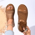 thumbnail image 6 of Domuza Women’s Comfortable Mesh Open Toe Sandals, Adjustable Buckle Ankle Strap Flat Shoes with Soft Insole for Summer and Outdoor Use Brown 10（EU-43）, 6 of 9