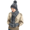 thumbnail image 4 of Glisme Hat Gloves Scarf Set Winter Knitted Scarf And Hat Warm Soft Touchscreen Gloves For Outdoor Cycling Navy, 4 of 6