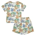 thumbnail image 5 of joogoo Jungle Animals Lions Elephants Pattern Pajama Sets Short Sleeve Cotton 2-Piece Sleepwear 10Y, 5 of 7