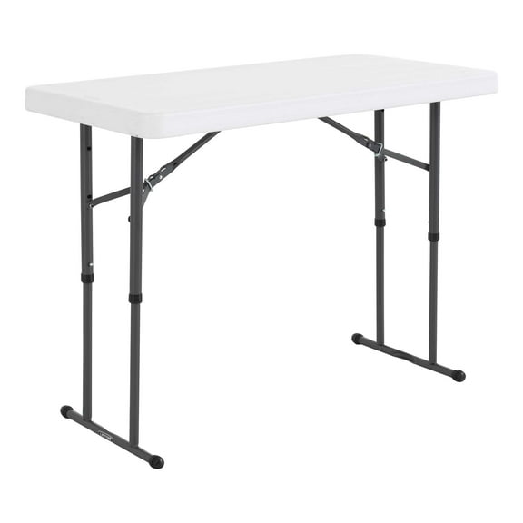 Lifetime 4 Foot Commercial Grade, Height-Adjustable Folding Table, White (80160)