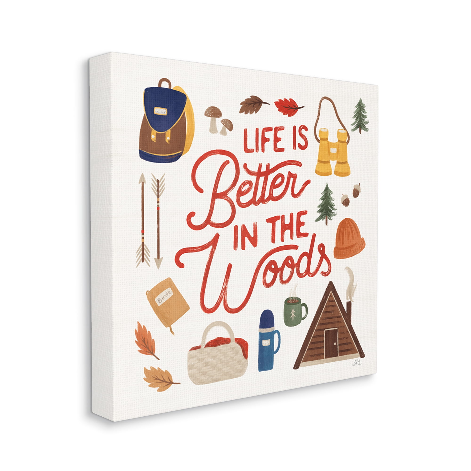 Stupell Industries Better in the Woods Phrase Typography Painting Gallery Wrapped Canvas Print Wall Art, 24 x 24