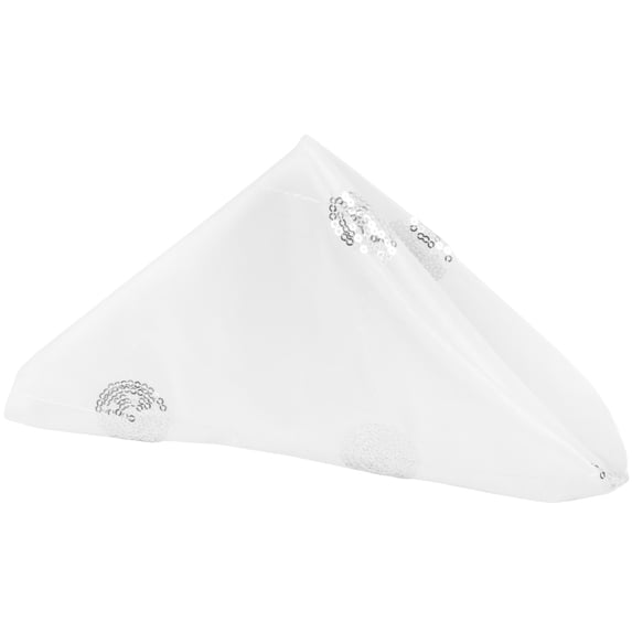 10 Pieces, Sequins Taffeta Napkin Approx. 20"x20" square Edge: Hemmed Pattern: Approx: 1 inch thickness per row 20"x20" - White
