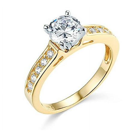 UPC 022000000002 product image for 1.75 Ct Round Cut Engagement Wedding Ring Cathedral Setting Real 14K Yellow Gold | upcitemdb.com