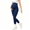 thumbnail image 3 of UVEASISHA Maternity Pants for Women Over The Belly Leggings Ankle Length Soft Stretch Pregnancy Daily Wear Clothes Navy M, 3 of 6