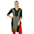 thumbnail image 1 of Bimba Women Black Ethnic custom Kurti Kurta Straight 3/4 Sleeve Top Indian Blouse, 1 of 1