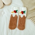thumbnail image 2 of Fesfesfes Women's Socks Girls Christmas Cute Coloer Stripe Santa Claus Print Thicken Coral Fleece Keep Warm Socks Sox, 2 of 6