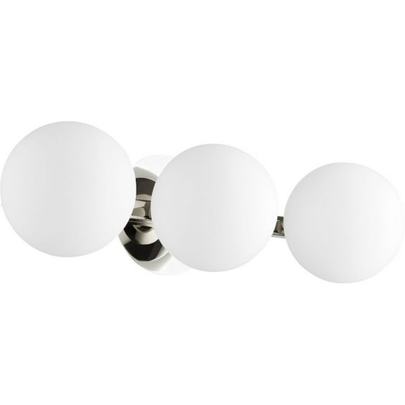 539-3-62 Quorum Lighting 3 Light Globe Bath Vanity in Transitional style - 21.75 inches wide by 6 inches high-Polished Nickel Finish