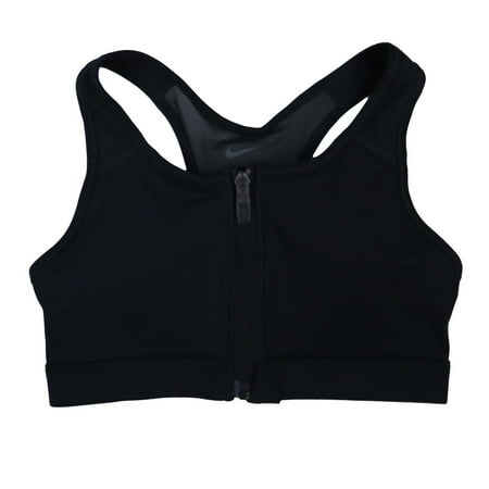Nike Womens Sports Bra Dri-Fit Zip Racer Back Stretch Comfort Front Black Xs New