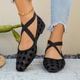 thumbnail image 4 of Xdegoge Flat Shoes for Women Closed Toe Ballet Flats Sheer Mesh Upper Retro Polka Dot Print Criss Cross Ankle Strap Dressy Attire, 4 of 5