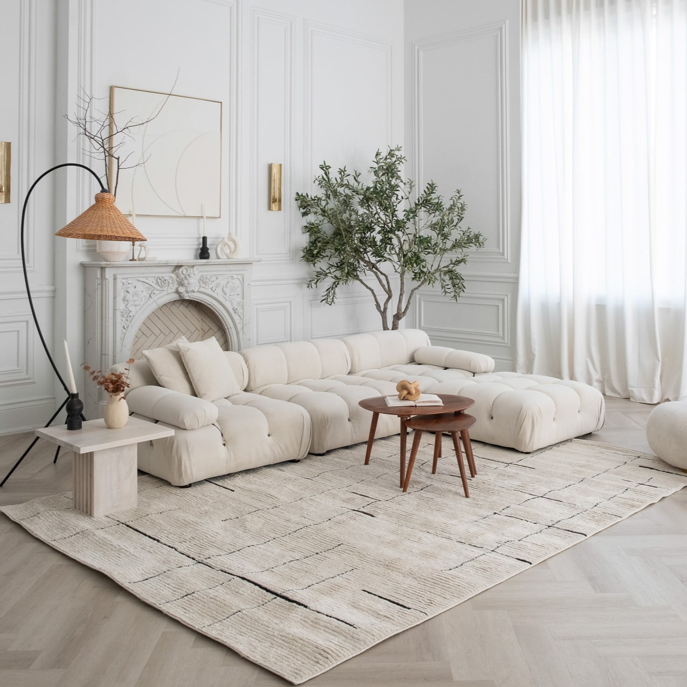 Rug Branch Domus 4'x6' (Exact Size: 3'11" x 5'7") Abstract Indoor Area Rug, Green Cream, Modern - Living Room, Bedroom, Dining Room, and Kitchen