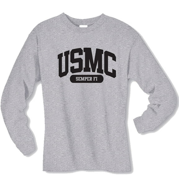 USMC Semper Fi Marines Long Sleeve Tee in Sport Grey