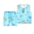 thumbnail image 3 of Boy Outfits Kids Sleeveless Tank Top and Shorts Soft Comfortable Home Wear Baby Boy Clothes Light Blue 120, 3 of 4