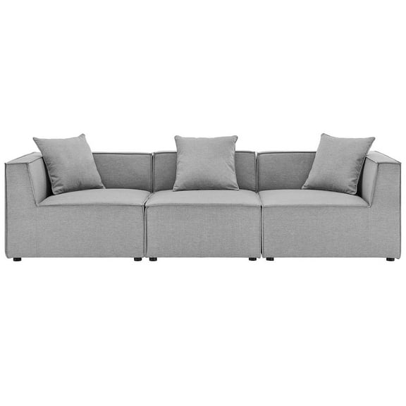Modway Saybrook Outdoor Patio Upholstered 3-Piece Sectional Sofa in Gray
