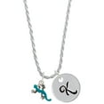 thumbnail image 1 of Delight Jewelry Silvertone Small Teal Lizard Silvertone Script Initial Disc - K - Charm Necklace, 20"+3", 1 of 4