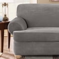 thumbnail image 2 of SureFit Stretch Pique Loveseat Slipcover, 2-Piece Loveseat Cover and T-Cushion Cover, Flannel Gray, 2 of 2