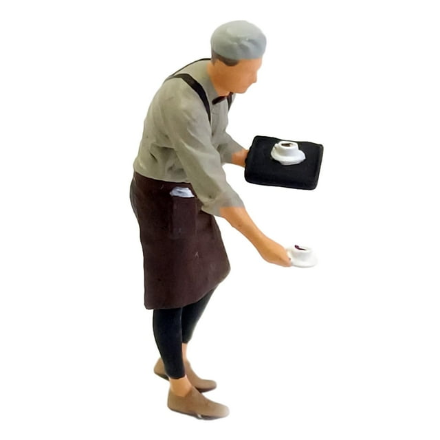 Figuras de personas 1:64 Trenes Modelos a escala Figuras de personas de plástico arquitectónico Café Camarero Marrón