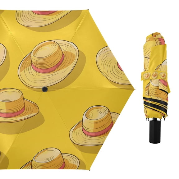 Straw Hat Compact Sun Umbrella Windproof Travel Umbrellas for Rain Strong Portable UV Protection