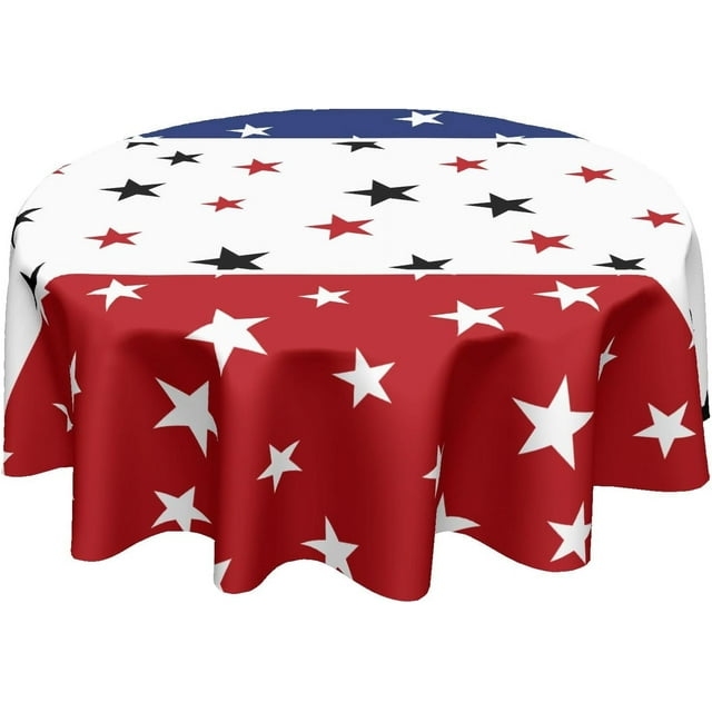 Patriotic Tablecloth Round 60 Inch Rustic 4th of July Memorial Day Table Cloth Washable Independence Day American Flag Decor Table Cover for Dining Kitchen Holiday Party Picnic Outdoor Home Decor