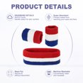 thumbnail image 3 of Uxcell Sweat Band Set Sports Terry Cloth Headband Wristband Set 7"x2" Moisture Wicking Sweat Absorbing Head Band Red/White/Blue, 3 of 6