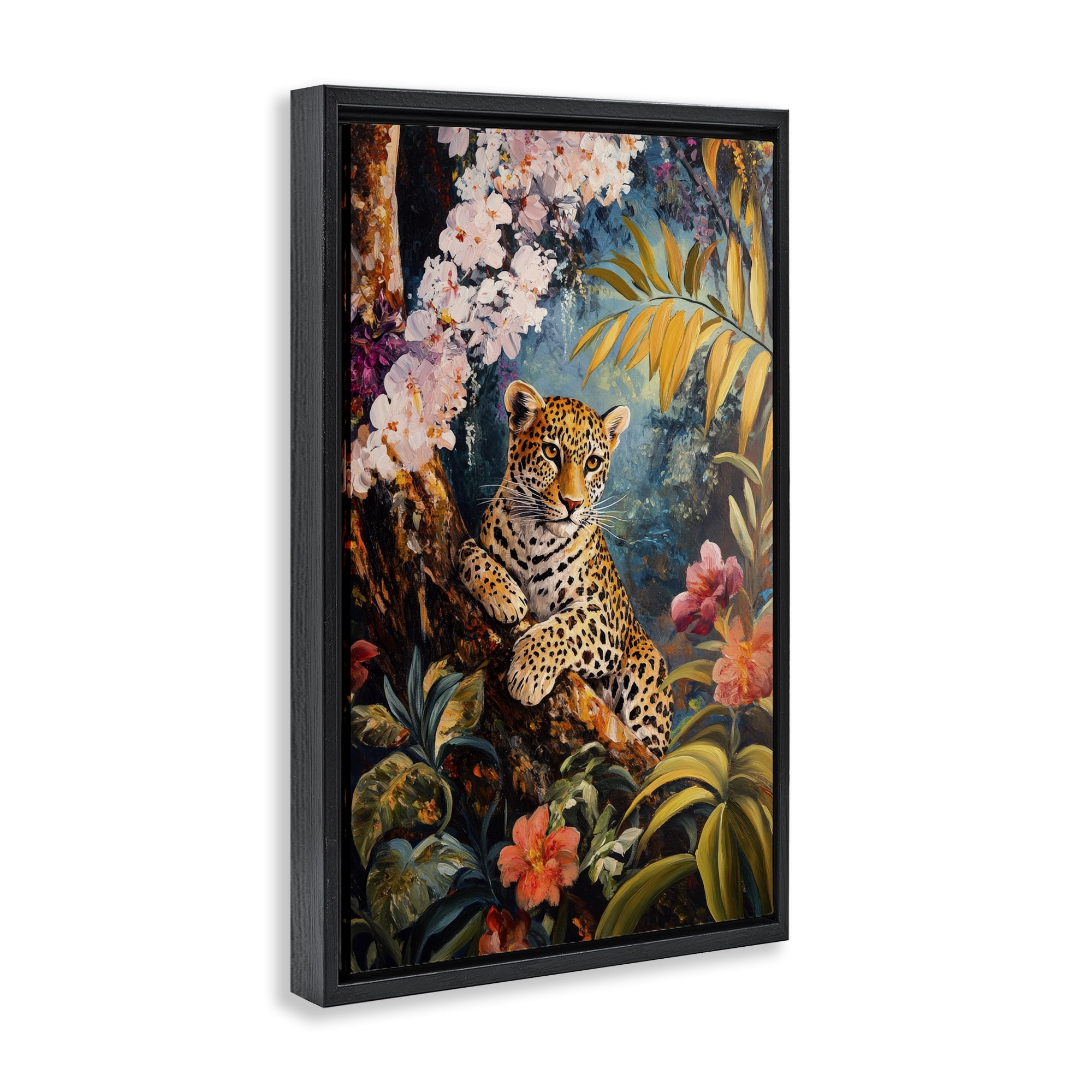 Stupell Industries On The Wild Side Botanicals Black Framed Floater Canvas Wall Art, design by Petal Prints Design