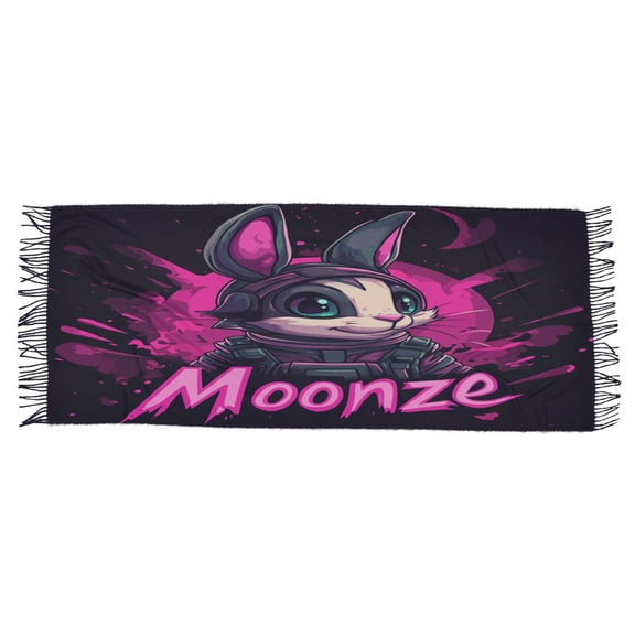 BZSMCE Women Scarf Cartoon Rabbit Simple Pattern Soft Warm Long Large Scarves