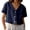 j23-Dark Blue, variant on Women Blouse Casual Summer Solid Color Short Sleeve V Neck Button Up Versatile Crop Shirts Ladies Fashion Loose Fit Lightweight Comfortable Breathable Soft Daily Tops,XXL