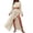 Beige, variant on Two Piece Skirt Set for Women Cotton Linen Long Sleeve Crew Neck Cropped Top with High Slit Maxi Skirt Travel Sets for Women