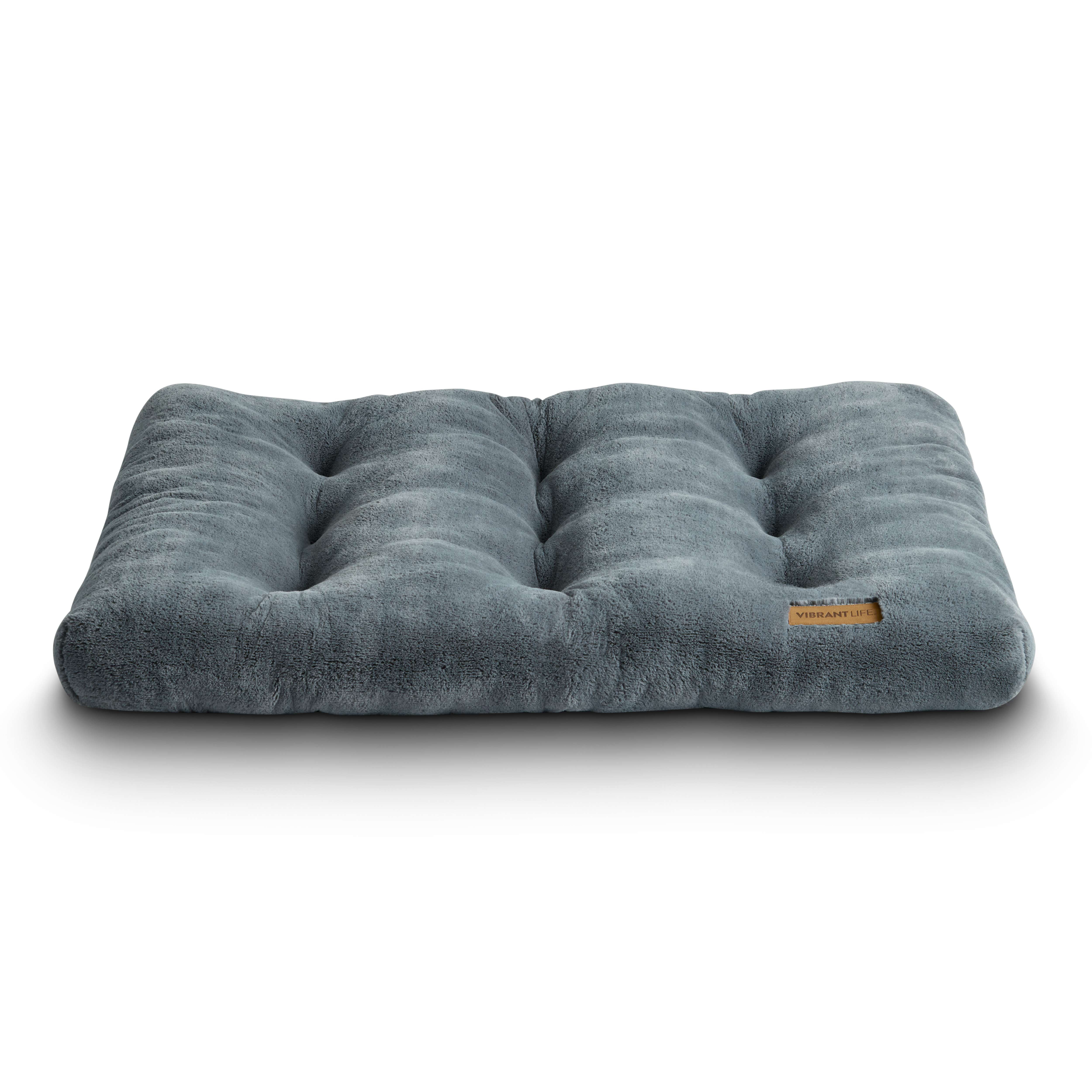 (2 pack) Vibrant Life Large Dog Bed, Plush Pillow Bed For Large Breeds, Large, 42" x 32", Grey