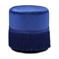 thumbnail image 2 of Bowery Hill Contemporary Ottoman in Eggplant Blue Velvet, 2 of 3