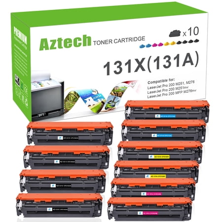 AAZTECH 10-Pack Compatible Toner Cartridge with Chip for HP CF210X 131A Work with HP LaserJet Pro 200 Color M251n M251nw MFP M276n M276nw Printer (4*Black 2*Cyan 2*Magenta 2*Yellow) price history on PriceWatchPro