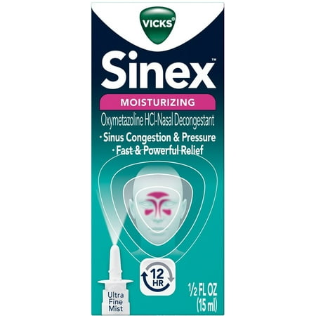 Vicks Sinex Moisturizing Nasal Decongestant, Ultra Fine Mist 0.5 oz (Pack of
