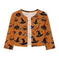 thumbnail image 5 of lcziwo Womens 3/4 Rolled Sleeve Shrugs Tops Casual Open Front Lightweight Cardigans Cute Halloween Graphic Costumes Brown L, 5 of 8