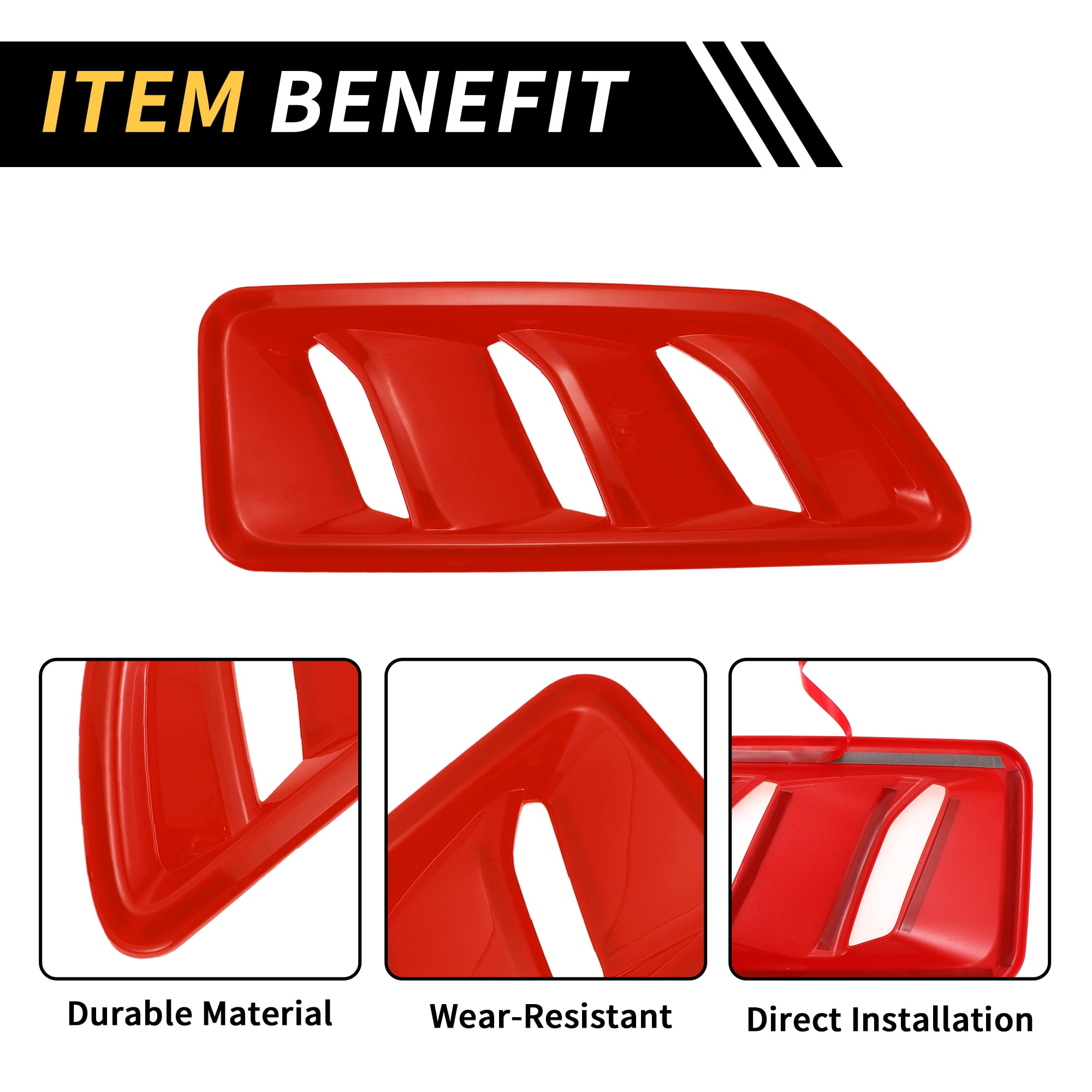 Unique Bargains 1 Pair Car Front Hood Air Outlet Vent Cover Trim for Jeep Wrangler JL JLU Gladiator 2018-2024 Hood Engine Bonnet Air Vent Outlet Cover Bezels ABS Red