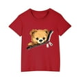 thumbnail image 2 of Eltusu Girls Cotton T-shirts, Short Sleeve Soft Pullover Crewneck Graphic Tee Red Size 7-8 T, 2 of 3