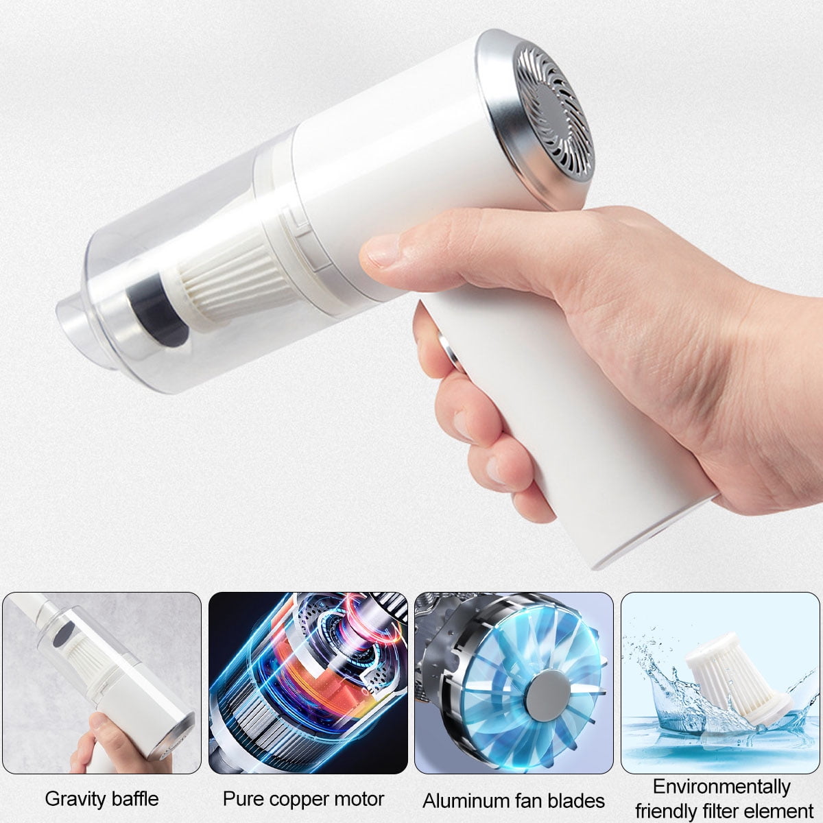 Mini Vacuum Cleaner for Car,3 in 1 Keyboard Vacuum Cleaner Wireless Handheld,Car Vacuum with Brushless MotorRechargeable Easy to Clean Car Interior -White