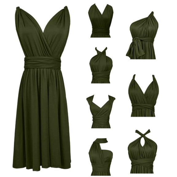 Weebloom Teen Girls Summer Dress Elegant Formal Sleeveless Dress Versatile Wear Party Gown Dresses For Girls Army Green 9-14 Years