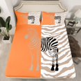 thumbnail image 2 of Feelyou Cartoon Zebra Kids Full Size Sheets, Fashion Stripes Lines Bed Sheets, Orange Kawaii Animal Sheet Sets, Breathable Home Decor, 4pcs, 2 of 7