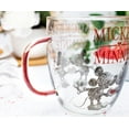 thumbnail image 4 of Silver Buffalo Disney Mickey and Minnie Kiss and Heart Hands Glitter Handle Glass Mug, 14 Ounces, 4 of 7