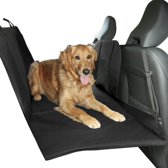 Furhaven Deluxe Multi-Panel Hard Bottom Platform Bridge Backseat Protector w/ Travel Bag - Black, One Size