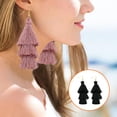 thumbnail image 4 of sweethay 1 par de pendientes de borla bohemios gotas para los oídos pendiente de joyería exagerada Ropa, zapatos y accesorios Miscelánea Negro, 4 of 6