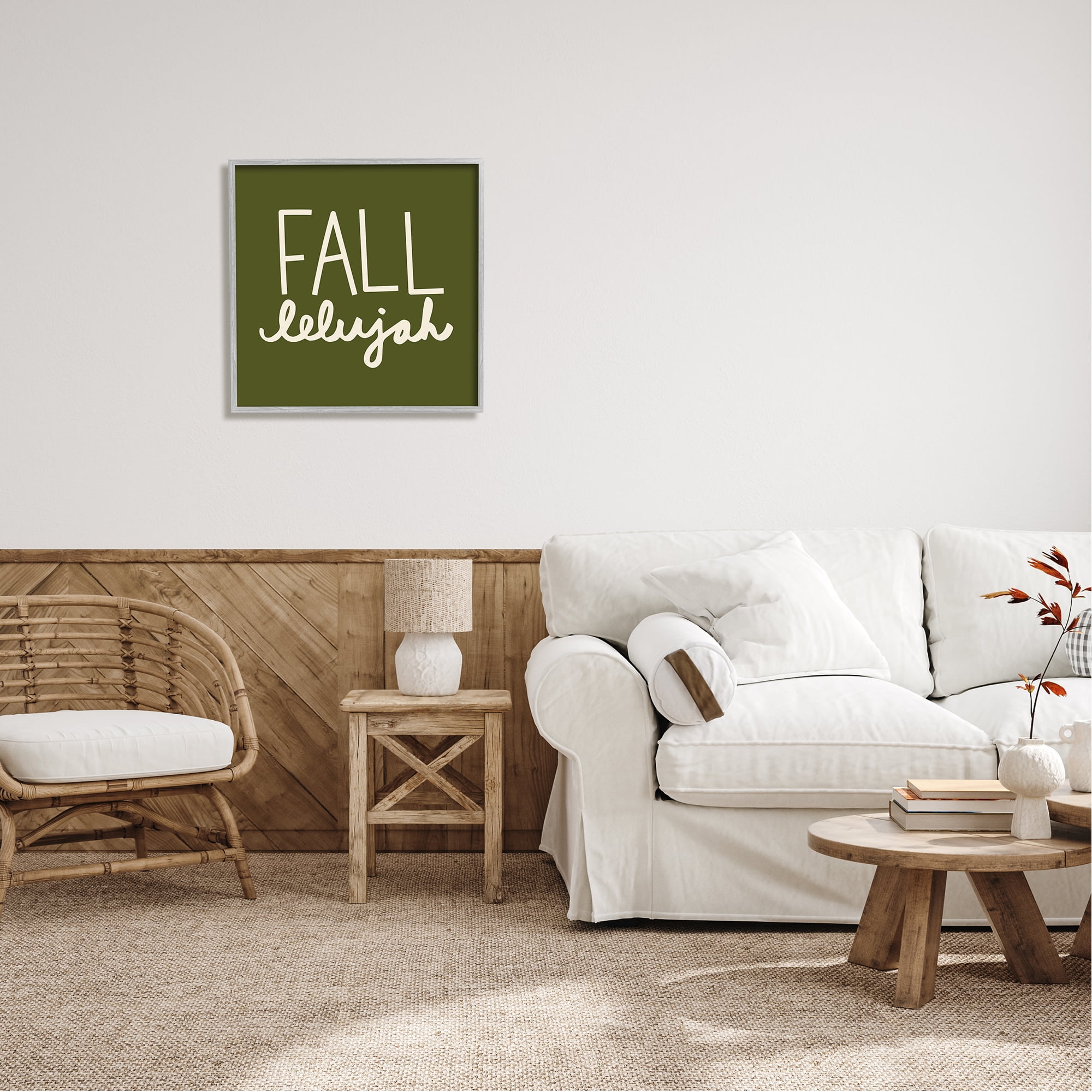 Stupell Industries Fall-lelujah Autumn Phrase Holiday Painting Gray Framed Art Print Wall Art, 24 x 24
