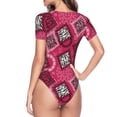 thumbnail image 4 of Naloa Geometry Women's Short-Sleeved Onesie, One-Piece Swimsuit for Parties, dates, clubs - Large, 4 of 9